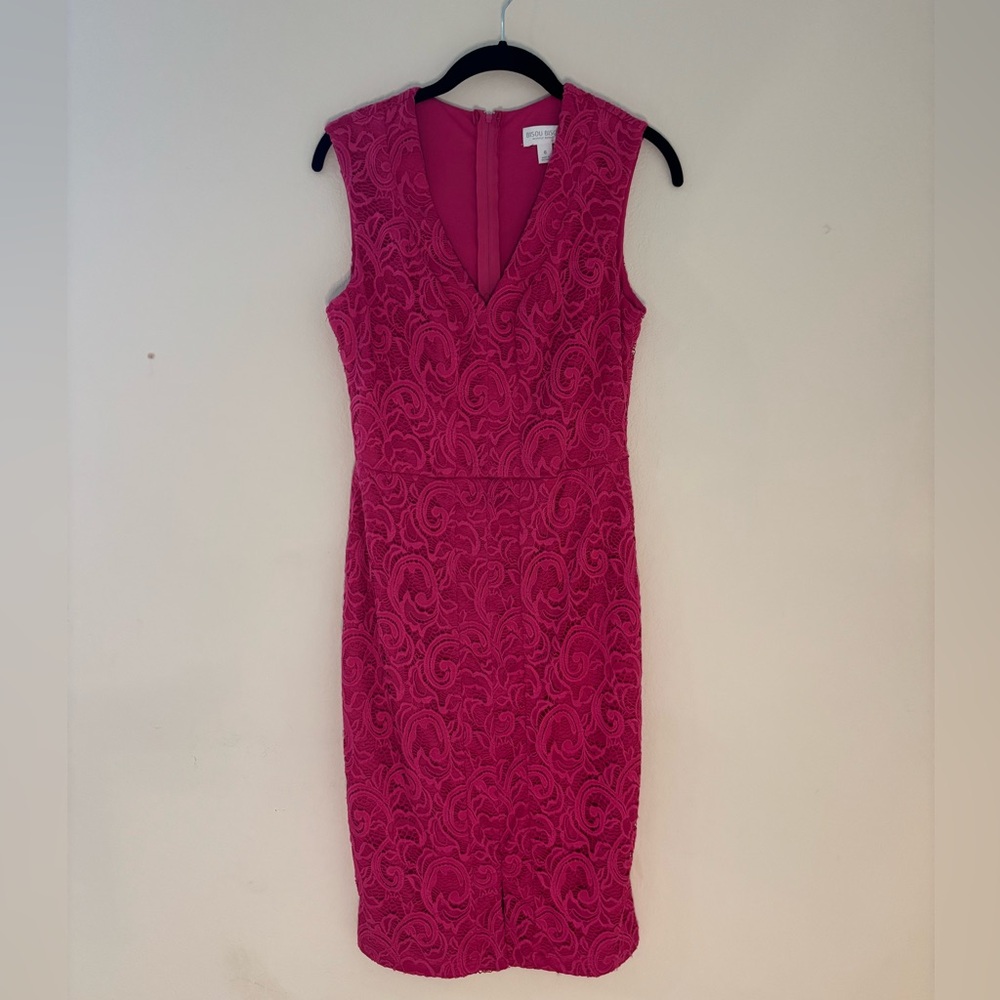 Bisou Bisou Magenta Lace Midi Dress